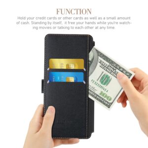 ELESNOW for iPhone 15 Pro Wallet Case, iPhone 15 Pro Phone Case with Card Holder PU Leather Flip Folio Stand Magnetic Cover for Apple iPhone 15 Pro, Black