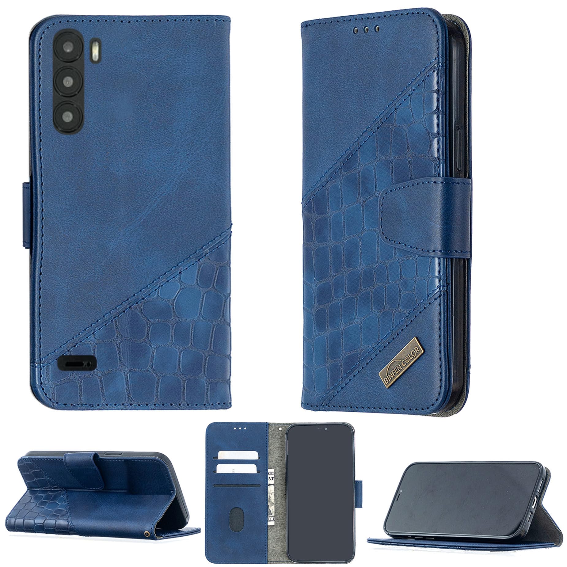 jioeuinly Sky Elite G63 Case Compatible with Sky Devices Elite G63 Phone Case Cover Flip Stand Cover Stitching Style Wallet Case BF04 Blue