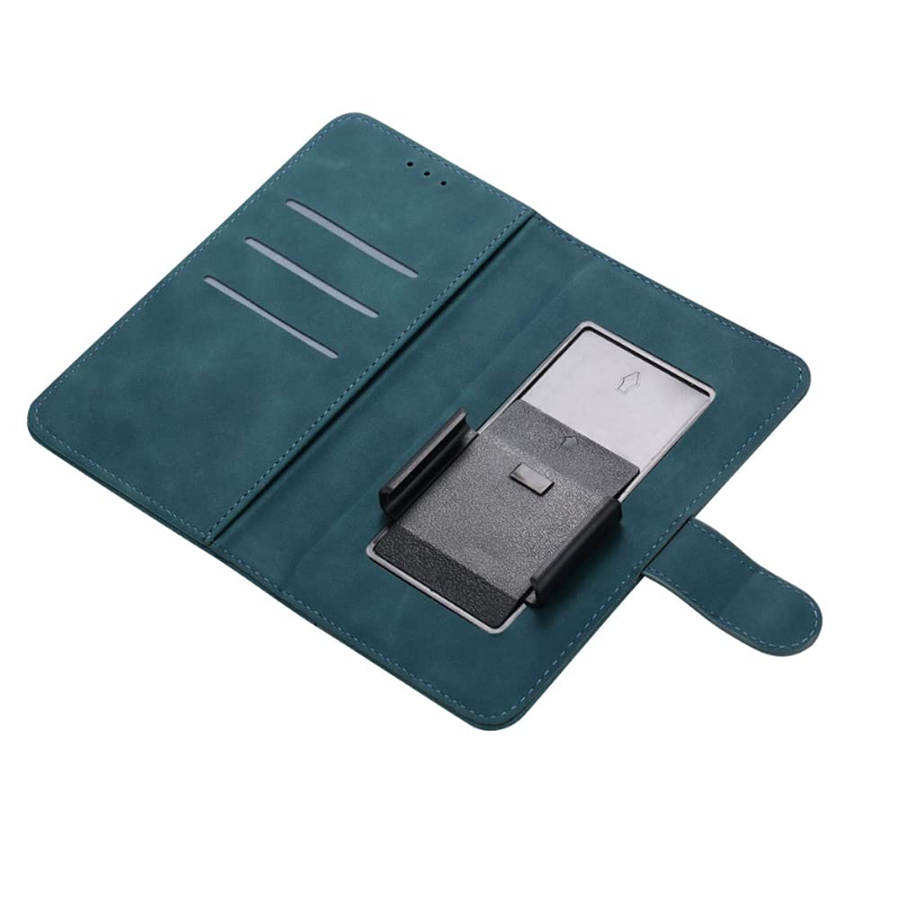 Ranyi for IRIS Connect Case, IRIS Connect Phone Case, Universal Leather Wallet Case with Credit Card Holder Movable Clip Magnetic Flip Wallet Case for Consumer Cellular IRIS Connect 6.5" 2023 -blue