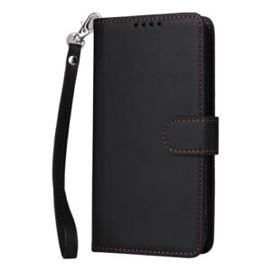 Wallet Case Compatible with Samsung Galaxy A34 5G Wallet Case Detachable Back Case with Card Holder/Wrist Strap, PU Leather Flip Folio Case with Magnetic Stand Shockproof Phone Cover (Color : Black)