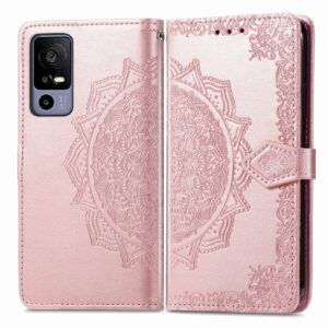 Ranyi for Jitterbug Smart4 Case, Jitterbug Smart 4 Phone Case, Mandala Flower Leather Wallet Case with Credit Card Holder Kickstand Flip Folio Magnetic Wallet Case for Jitterbug Smart4 -rose gold