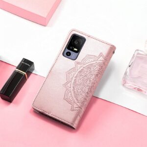 Ranyi for Jitterbug Smart4 Case, Jitterbug Smart 4 Phone Case, Mandala Flower Leather Wallet Case with Credit Card Holder Kickstand Flip Folio Magnetic Wallet Case for Jitterbug Smart4 -rose gold