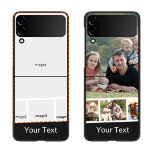 Klsify Custom Multiple Photos Collage Phone Case for Samsung Galaxy Z Flip 3 5G 2021/Galaxy Flip3 5G Customized Personalized Multiple Image Text Picture Shockproof Protective Black Soft Cover Shell