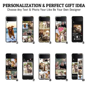 Klsify Custom Multiple Photos Collage Phone Case for Samsung Galaxy Z Flip 3 5G 2021/Galaxy Flip3 5G Customized Personalized Multiple Image Text Picture Shockproof Protective Black Soft Cover Shell