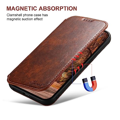 SINIANL Case Wallet for iPhone 15 Pro Max Wallet Case [Compatible with MagSafe] Magnetic Leather Flip Folio Cover Kickstand and Cash Credit Card Holder for Men Women Khaki