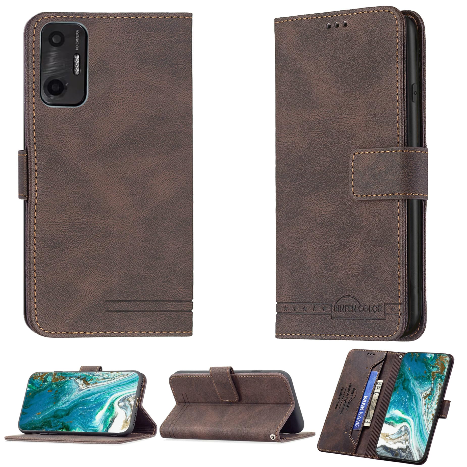 jioeuinly Vortex ZG65 Case Compatible with Vortex ZG65 Phone Case Cover Flip Stand Cover PU Leather BF09 Wallet Case Brown