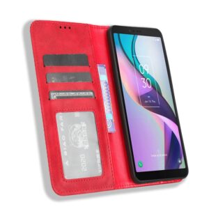 Tznzxm for TCL ION V Case,TCL ION X T607DL Wallet Case,PU Leather Flip Book Style Cover with Kickstand Card Holder Slots Protective Magnetic Phone Case for TCL ION V/TCL ION X T607DL Red