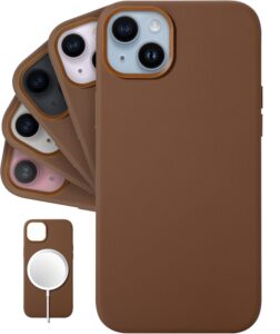 lonli classic - (for iphone 15) - european nappa leather phone case - smoothen and soften over time - compatible with magsafe - saddle brown