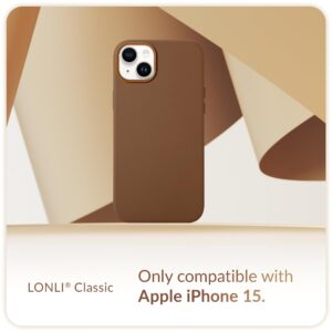 LONLI Classic - (for iPhone 15) - European Nappa Leather Phone Case - Smoothen and Soften Over Time - Compatible with Magsafe - Saddle Brown