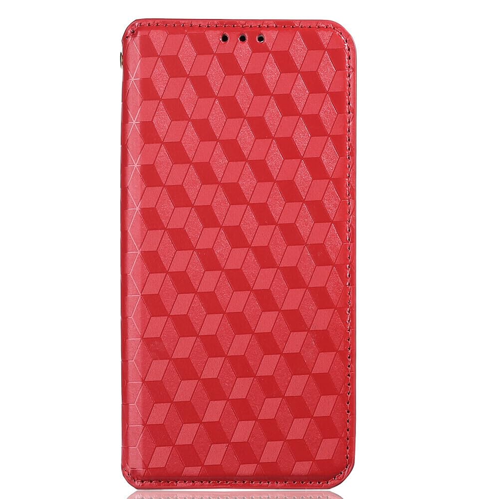 FLOODKING Compatible with Samsung Galaxy Note 10 Lite Phone Case Wallet Genuine Leather Shockproof TPU Case Stand Durable Flip Book Folding Phone Case Red