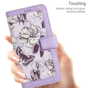 Rnrieyta Miagon Flip Case for Samsung Galaxy S23 Ultra,Lovely Flower PU Leather Wallet Phone Folio Case Magnetic Protective Cover with Stand Function Card Slots,Purple