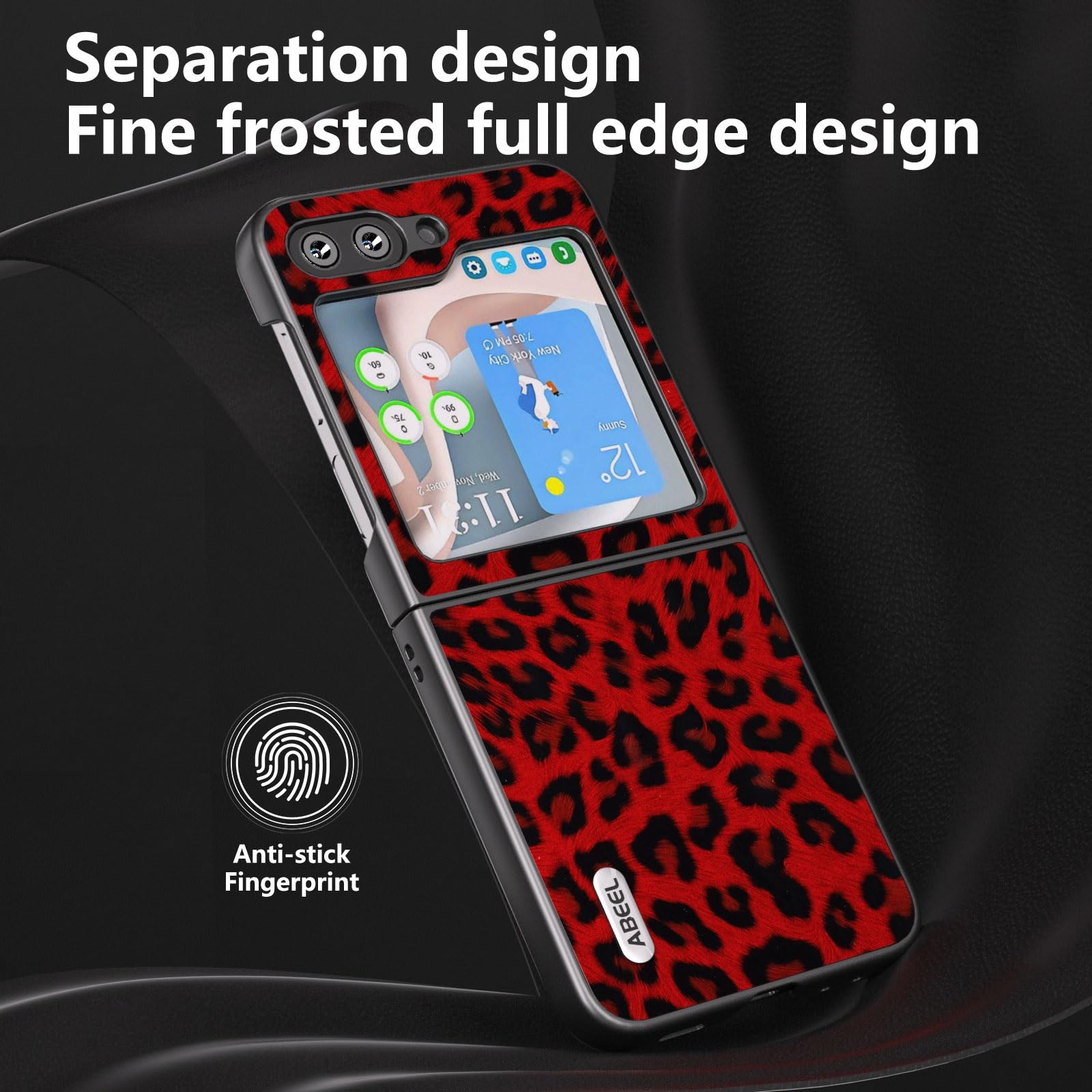 Phone Case Case Compatible with Samsung Galaxy Z Flip 3 5G,Leopard Spots Slim Thin Hard PC Shock Absorption Full Protective Rugged Cove for Galaxy Z Flip 3 5G Phone Cover (Color : Vermelho)