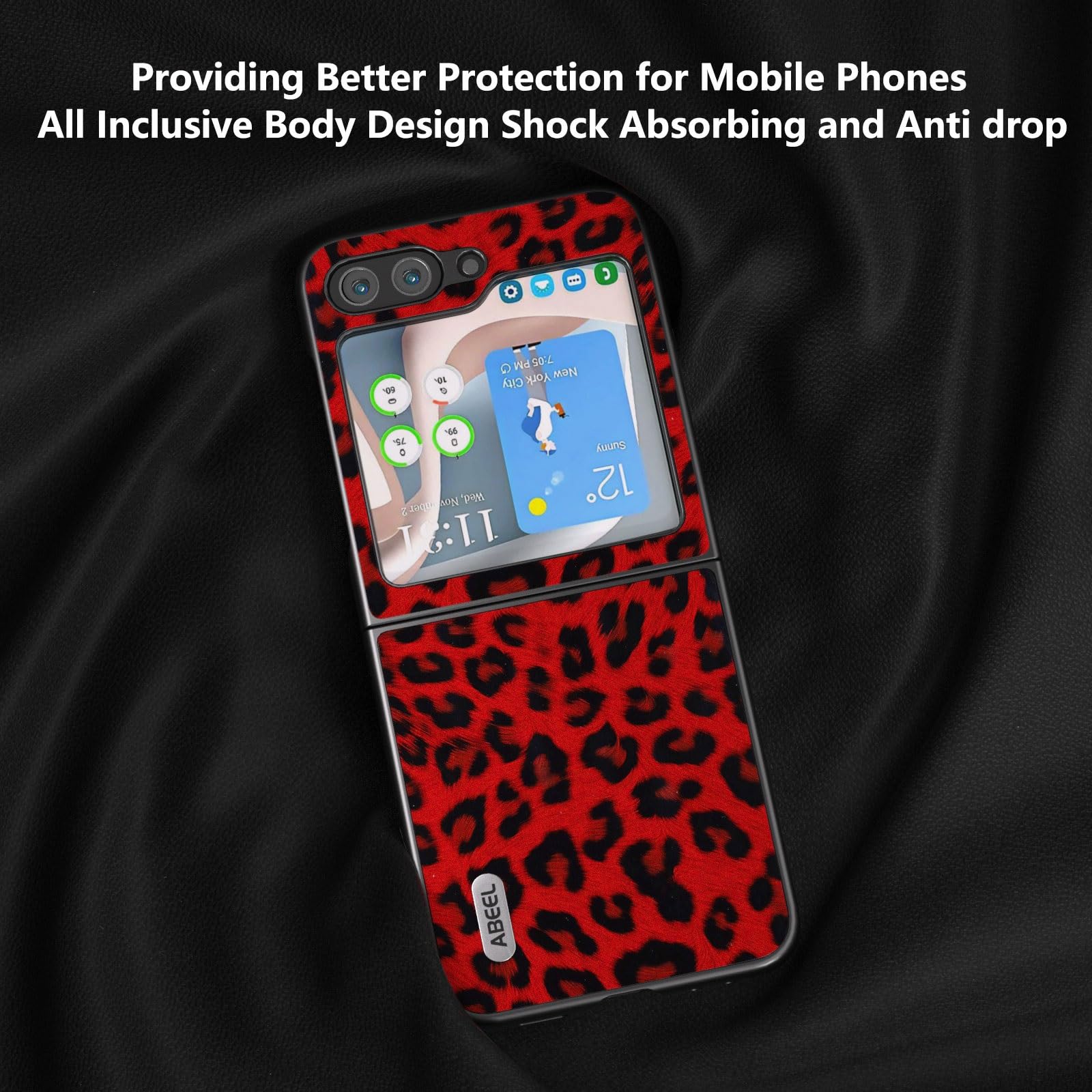 Phone Case Case Compatible with Samsung Galaxy Z Flip 3 5G,Leopard Spots Slim Thin Hard PC Shock Absorption Full Protective Rugged Cove for Galaxy Z Flip 3 5G Phone Cover (Color : Vermelho)