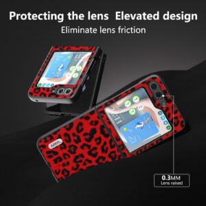 Phone Case Case Compatible with Samsung Galaxy Z Flip 3 5G,Leopard Spots Slim Thin Hard PC Shock Absorption Full Protective Rugged Cove for Galaxy Z Flip 3 5G Phone Cover (Color : Vermelho)