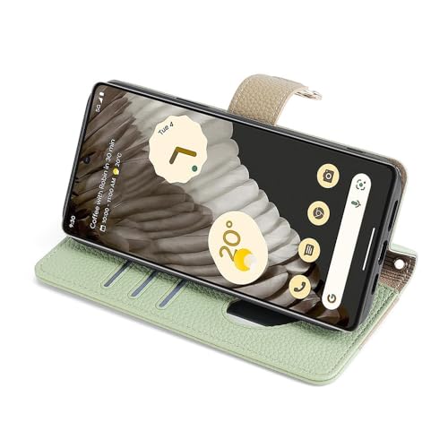 lefeda Wallet Case for Google Pixel 8 Pro/Pixel 8, Luxury Fashion Flip Purse Leather Cover with Card Slots Crossbody Shoulder Strap with Mirror,Green,8