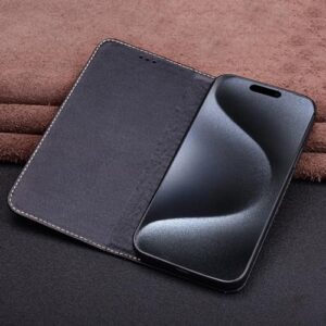 THikk Case for iPhone 15 Pro Max/15 Plus/15 Pro/15, Business Genuine Leather Case Flip Magnetic Protective Phone Cover,for iPhone15,B