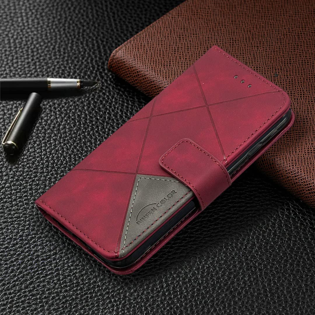 jioeuinly Vortex Z23 Case Compatible with Vortex Z23 Phone Case Cover Flip Stand Cover Stitching Style Wallet Case BF05 Red