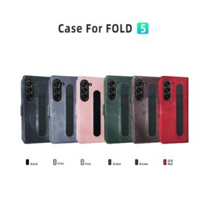 Cell Phone Flip Case Cover Premium PU Wallet Leather Phone Case Compatible with Samsung Galaxy Z Fold 5 Case, with [Card Holder] [Pen Slot] PC Inner Shell Magnetic Closure Flip Case Cover for Galaxy Z