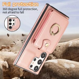 Phone Flip Case Premium Leather 2 in 1 Wallet Case Compatible with Samsung Galaxy A12 5G,Magnetic Closure Purse W Rotation Ring Stand/Card Slots Holde/Lanyard Crossbody Shockproof Protective Phone Cas