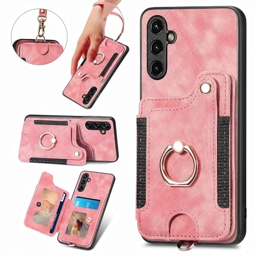 Cell Phone Flip Case Cover Compatible with Samsung Galaxy A14 5G Case, 2-in-1 Wallet Case PU Leather [Card Holder] [Wrist Strap] Shockproof Flip Cover Drop Back Case Protection Case Protective Wallet