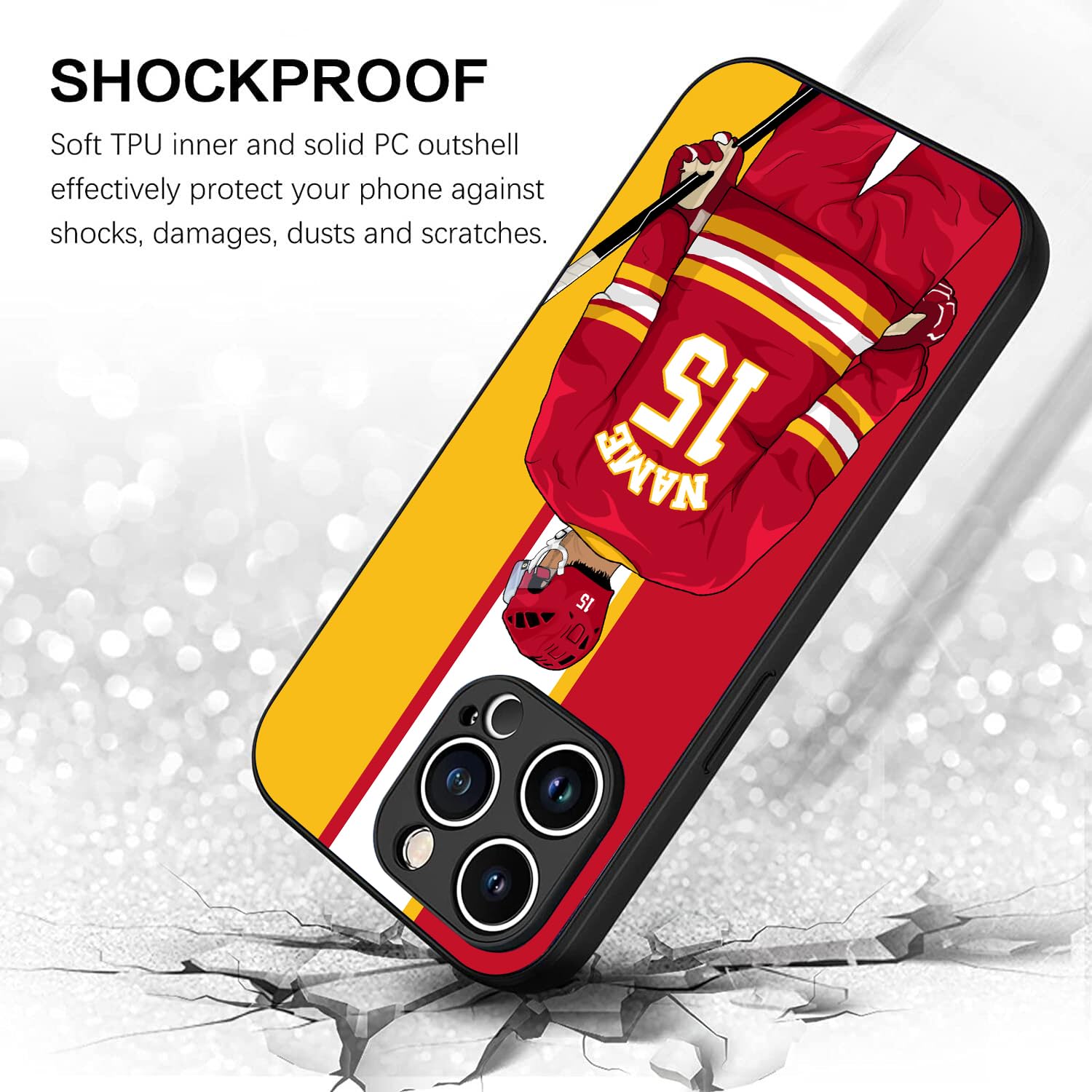 Personalized Hockey Name Phone Cover for iPhone 15 14 13 12 11 Pro Max|Samsung Galaxy S24 S23 S22 S21 S20 FE PLUS|Z Flip 3/4|A15 A25 A34 A14 A54 A03S A53 A13 A32|Note 20 10|Moto G|Pixel 5 6 7