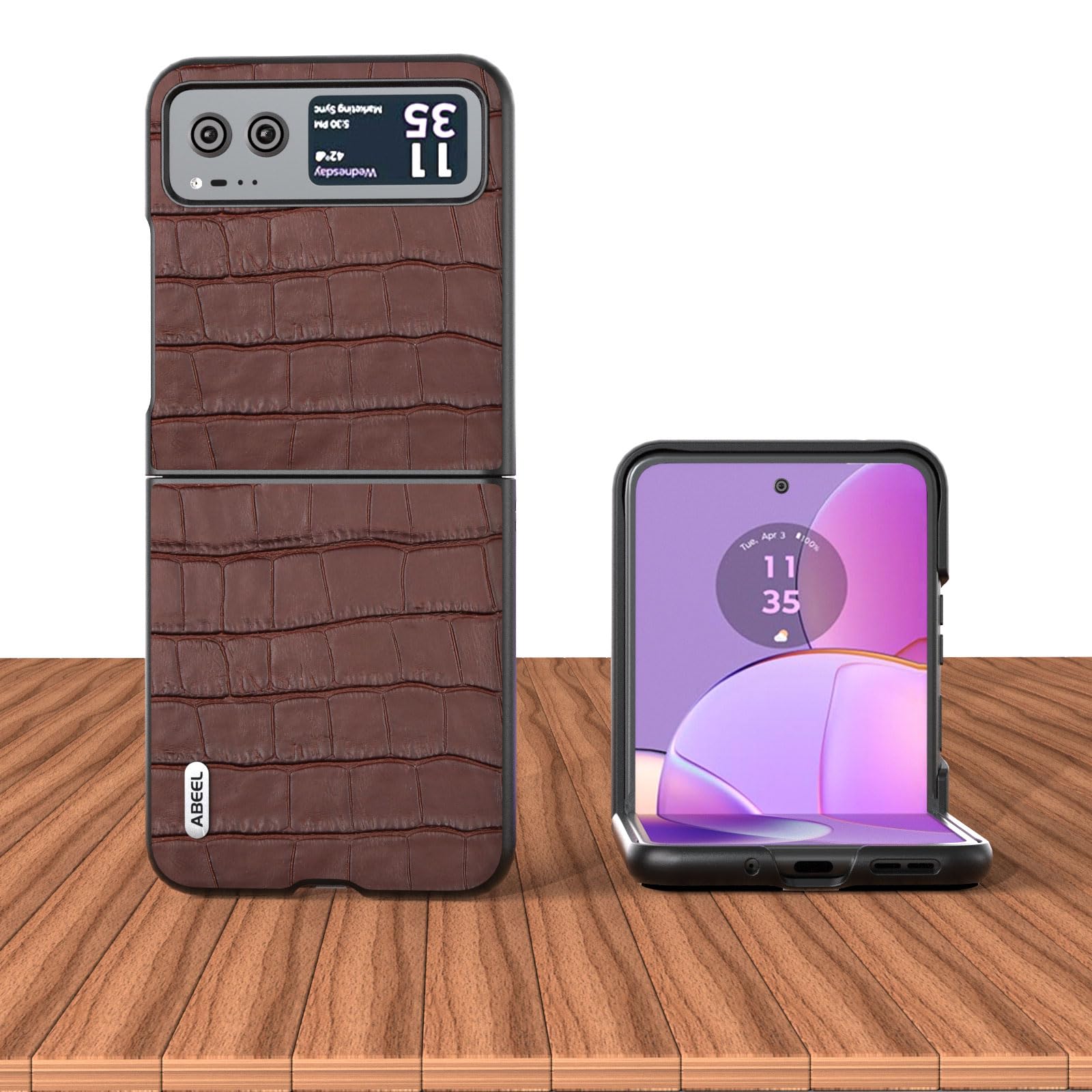 DAMONDY for Motorola Razr 2023 Case,Consumer Cellular Motorola Razr 2023 Phone Case, Slim Thin Crocodile Pattern Leather Protective Flip Cover Case Compatible with Motorola Razr 2023 -Brown