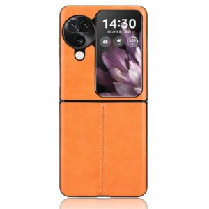 leather case for oppo find n3 flip, premium pu leather hard pc slim flip phone case scratch resistant protective cover for oppo find n3 flip 2023,orange