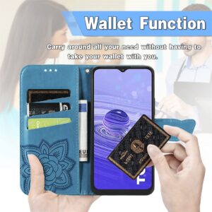 Ranyi for Lively Jitterbug Smart4 Case, Jitterbug Smart 4 Case, Butterfly Pattern Magnetic Wallet Case with Credit Card Holder Kickstand Flip Folio Leather Wallet Case for Jitterbug Smart4 -blue