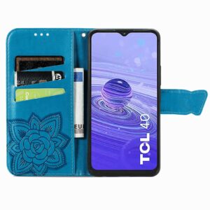 Ranyi for Lively Jitterbug Smart4 Case, Jitterbug Smart 4 Case, Butterfly Pattern Magnetic Wallet Case with Credit Card Holder Kickstand Flip Folio Leather Wallet Case for Jitterbug Smart4 -blue