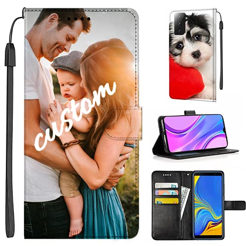 Custom Samsung Galaxy S20 S21 S22 S23 S24 Ultra Plus PU Leather Shockproof Flip Folio Leather Wallet Case, Gifts for Family, with Card Slots Kickstand Shockproof Strap Protective for Note 20 Ultra