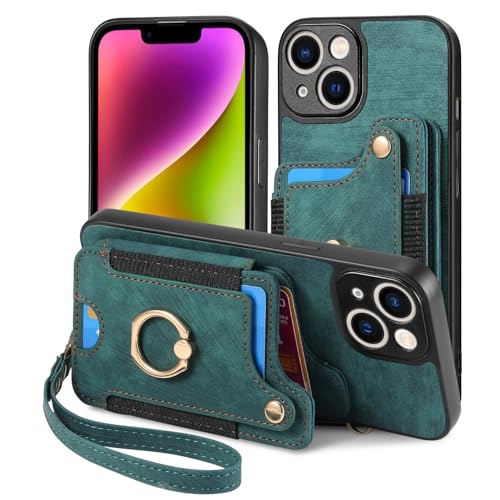 Smartphone Flip Cases Compatible with iPhone 14 Case, 2-in-1 Wallet Case PU Leather [Card Holder] [Wrist Strap] Shockproof Flip Cover Drop Back Case Protection Case Protective Wallet Cover Flip Cases