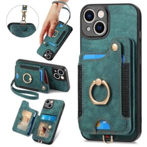 Smartphone Flip Cases Compatible with iPhone 14 Case, 2-in-1 Wallet Case PU Leather [Card Holder] [Wrist Strap] Shockproof Flip Cover Drop Back Case Protection Case Protective Wallet Cover Flip Cases