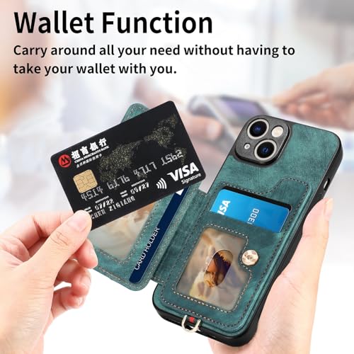 Smartphone Flip Cases Compatible with iPhone 14 Case, 2-in-1 Wallet Case PU Leather [Card Holder] [Wrist Strap] Shockproof Flip Cover Drop Back Case Protection Case Protective Wallet Cover Flip Cases