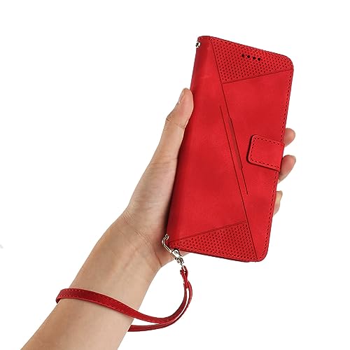 FACSER Flip Shockproof Case Compatible with iPhone 11 Pro Max Wallet Flip Phone Case Card Slot Holder Flip Cover Phone Case Wrist Strap Phone Case Compatible with iPhone 11 Pro Max (Color : Vermelho)