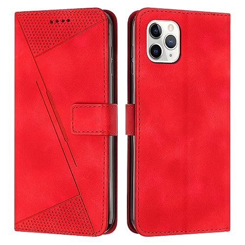 FACSER Flip Shockproof Case Compatible with iPhone 11 Pro Max Wallet Flip Phone Case Card Slot Holder Flip Cover Phone Case Wrist Strap Phone Case Compatible with iPhone 11 Pro Max (Color : Vermelho)