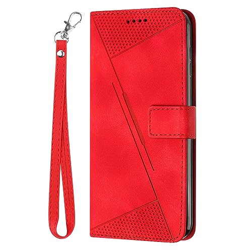 FACSER Flip Shockproof Case Compatible with iPhone 11 Pro Max Wallet Flip Phone Case Card Slot Holder Flip Cover Phone Case Wrist Strap Phone Case Compatible with iPhone 11 Pro Max (Color : Vermelho)