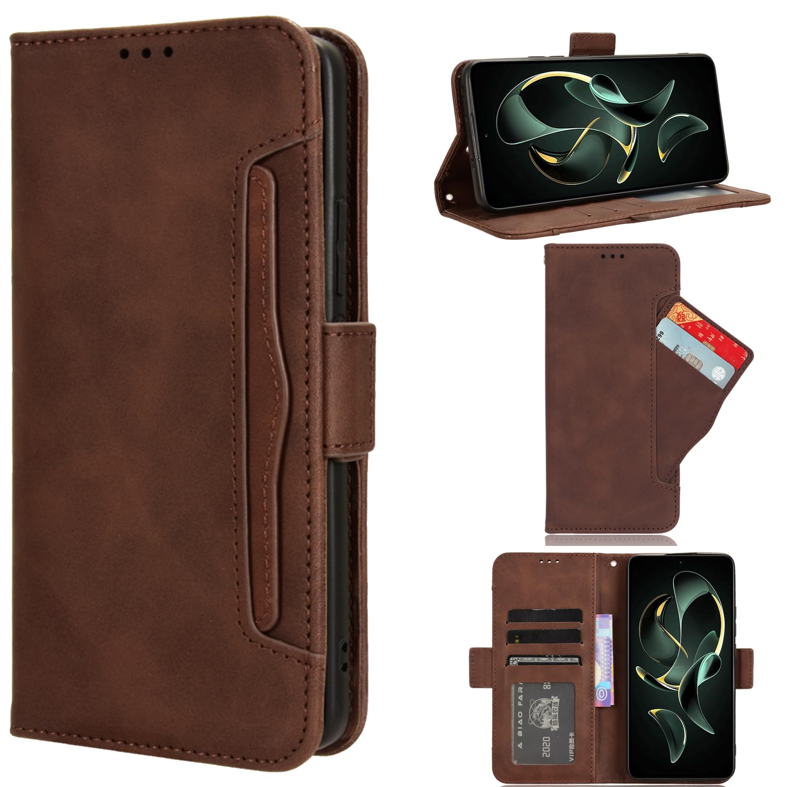 Compatible with Asus ROG Phone 5 5G Case,PU Leather Kickstand Card Holders Compatible with Asus ROG Phone 5 5G Flip Magnetic Closure Protection Phone Wallet Cover Brown