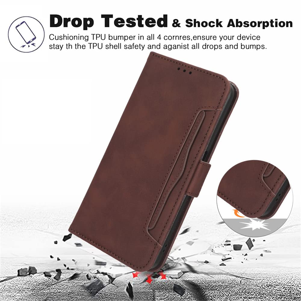 Compatible with Asus ROG Phone 5 5G Case,PU Leather Kickstand Card Holders Compatible with Asus ROG Phone 5 5G Flip Magnetic Closure Protection Phone Wallet Cover Brown