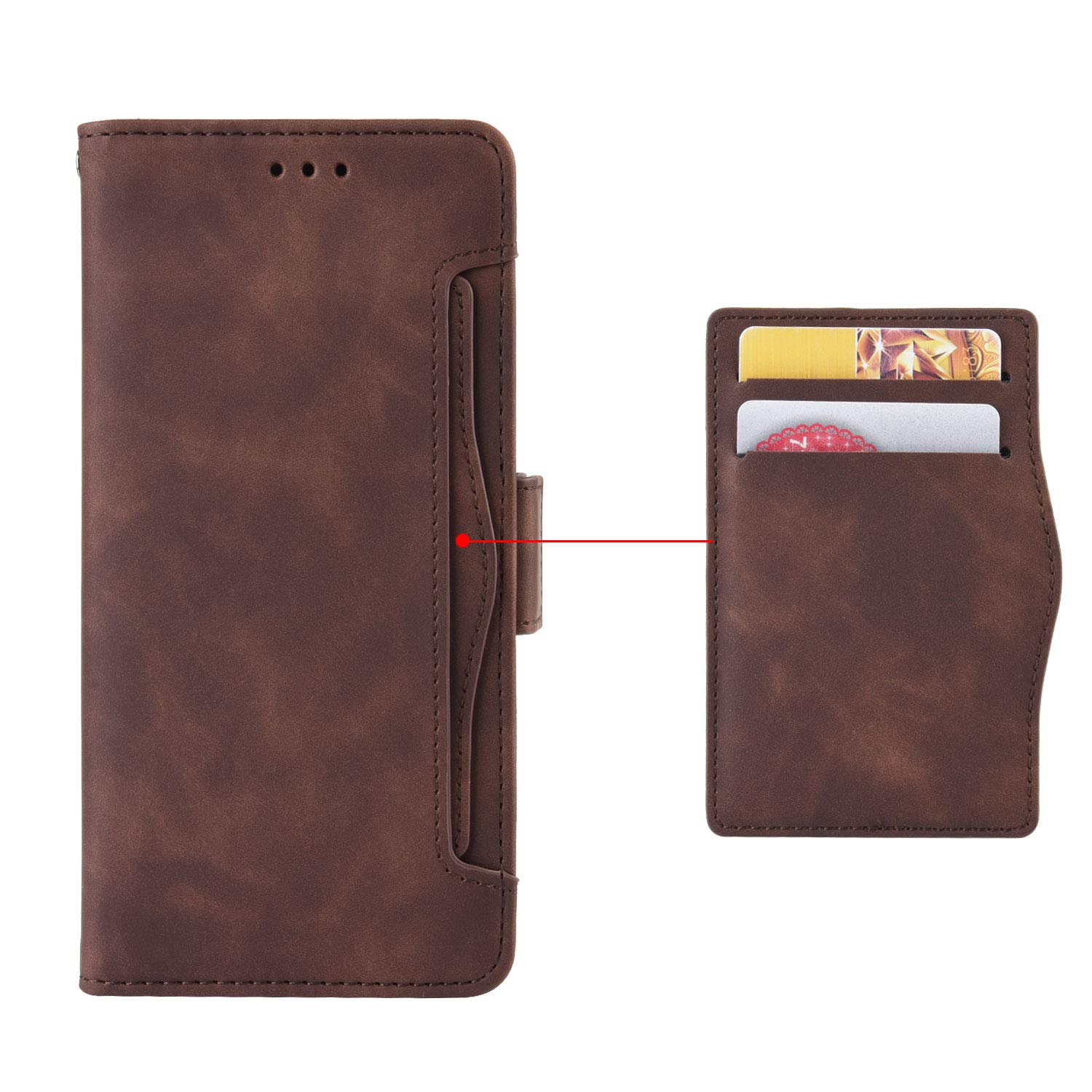 Compatible with Asus ROG Phone 5 5G Case,PU Leather Kickstand Card Holders Compatible with Asus ROG Phone 5 5G Flip Magnetic Closure Protection Phone Wallet Cover Brown