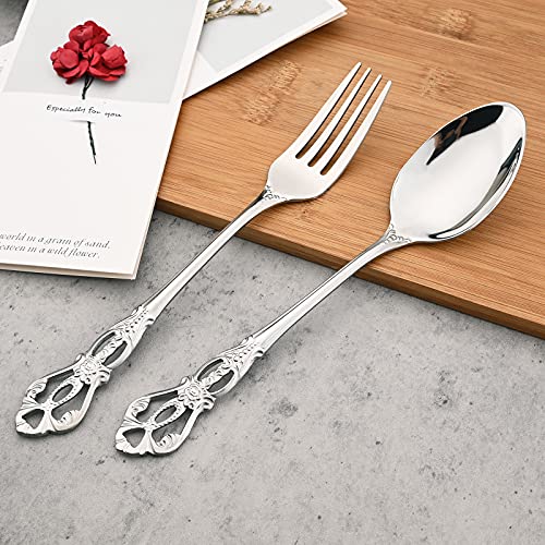 JANKNG Mirror Polished Silver Silverware Set, 24-Piece 18/10 Stainless Steel Shiny Finish Flatware Set Service for 6, Kitchen Utensil Set, Tableware Cutlery Set for Home and Restaurant Dishwasher Safe