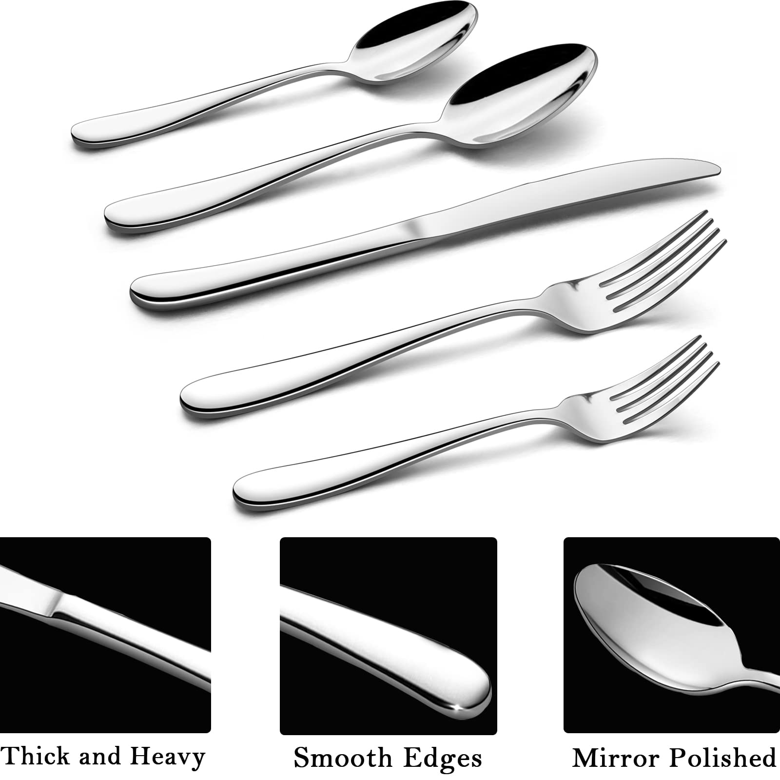 Heavy Duty Silverware Set with Serving Utensils, HaWare 45 Pieces Stainless Steel Flatware Set, Heavy Weight Eating Utensils Tableware for 8, Modern Cutlery for Home, Dishwasher Safe, Mirror Polished