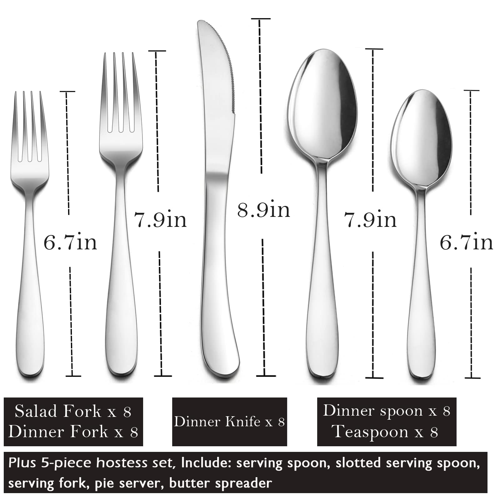 Heavy Duty Silverware Set with Serving Utensils, HaWare 45 Pieces Stainless Steel Flatware Set, Heavy Weight Eating Utensils Tableware for 8, Modern Cutlery for Home, Dishwasher Safe, Mirror Polished