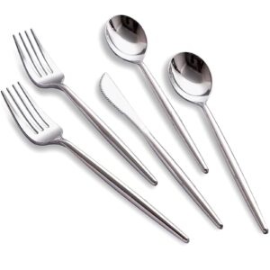 YTCYKJ 30 Piece Silverware Set Service For 6,Mirror Polished Stainless Steel Utensils Set,Flatware Set,Include Fork Knife Spoon Silverware Set,Reusable,Dishwasher Safe(Silver)