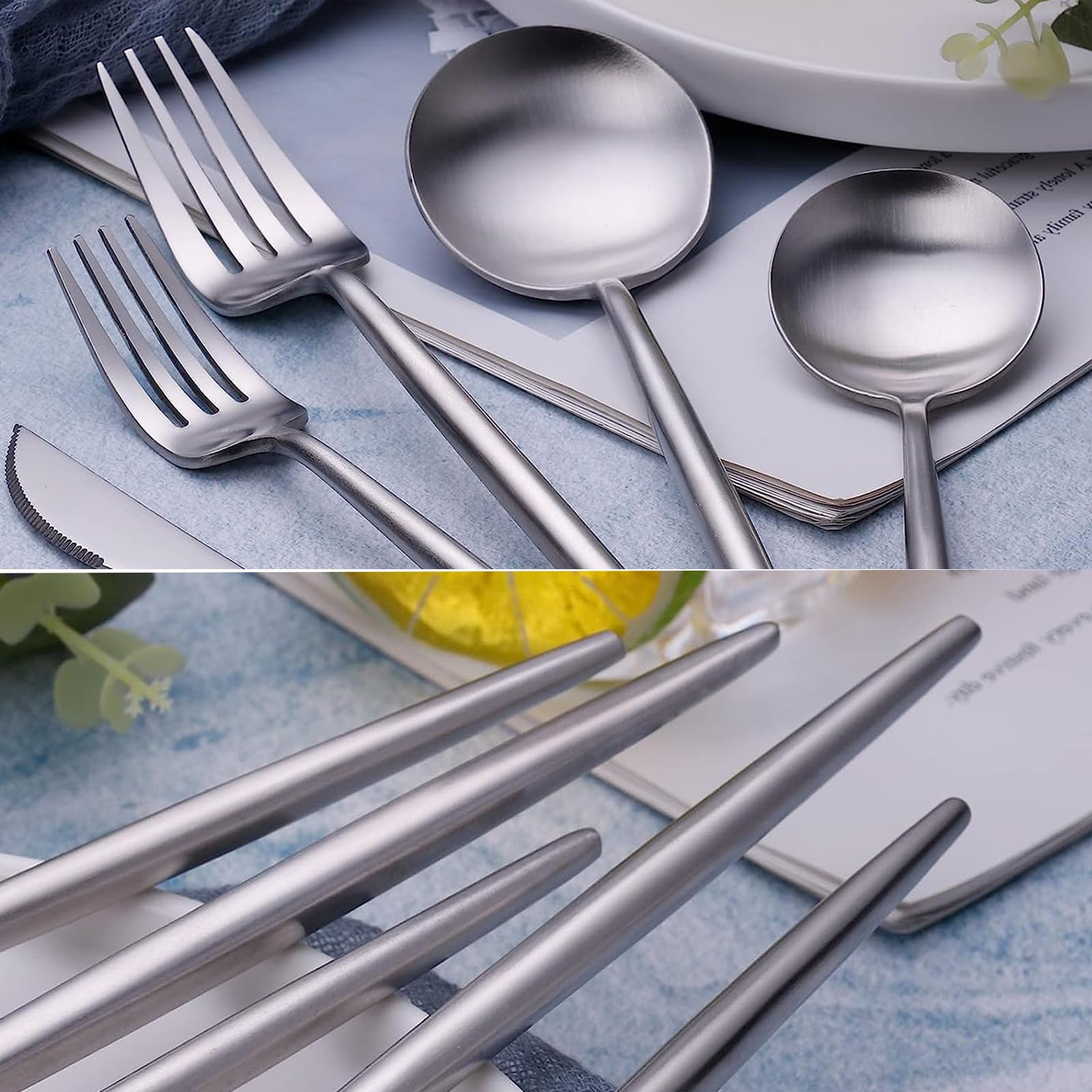 YTCYKJ 30 Piece Silverware Set Service For 6,Mirror Polished Stainless Steel Utensils Set,Flatware Set,Include Fork Knife Spoon Silverware Set,Reusable,Dishwasher Safe(Silver)