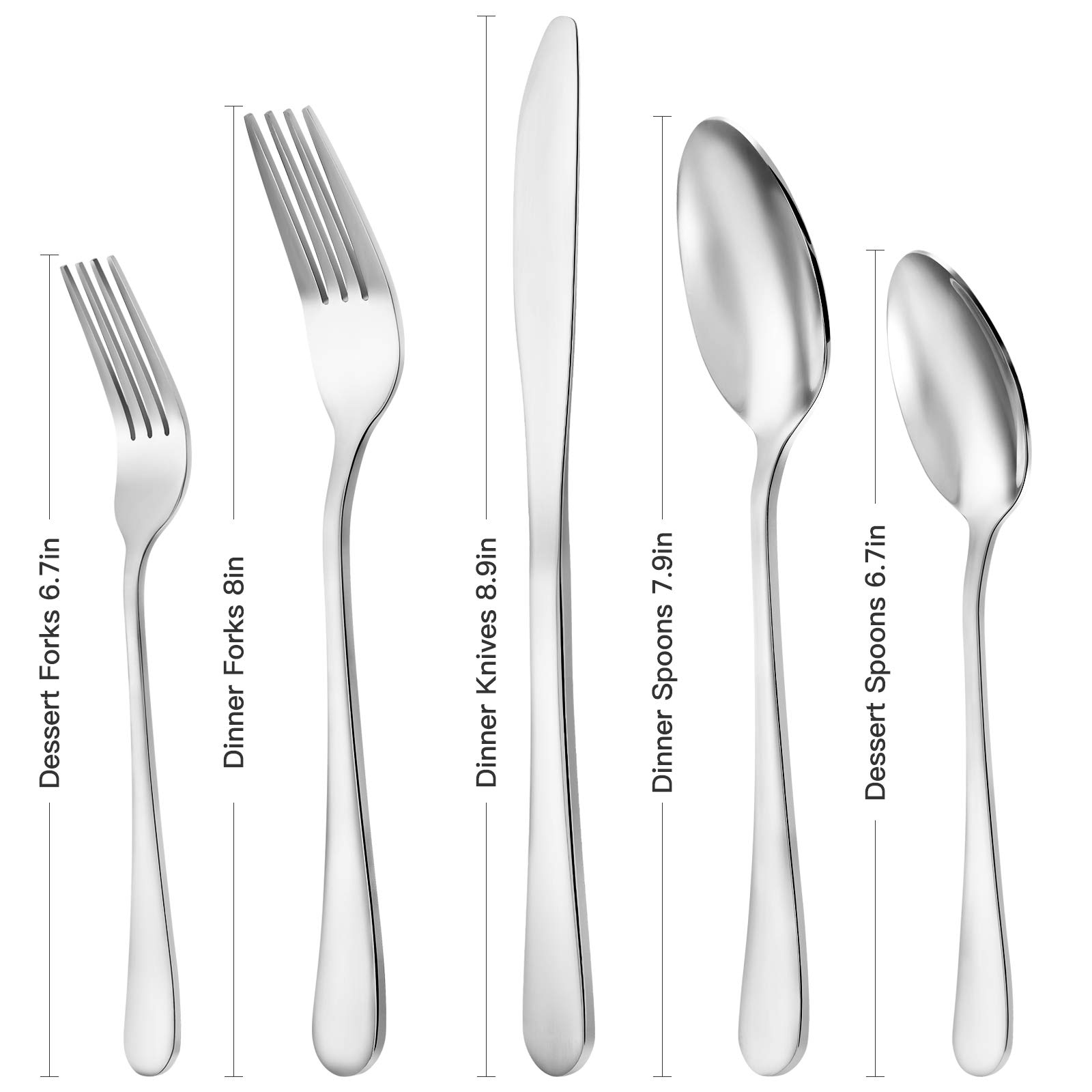 Silverware Set, 20 Piece Flatware Cutlery Set Stainless Steel Kitchen Utensils Service for 4, Dishwasher Safe, Mirror Polished Dinner Knife, Fork, Spoon for Home and Restaurant Christmas Gift (Silver)