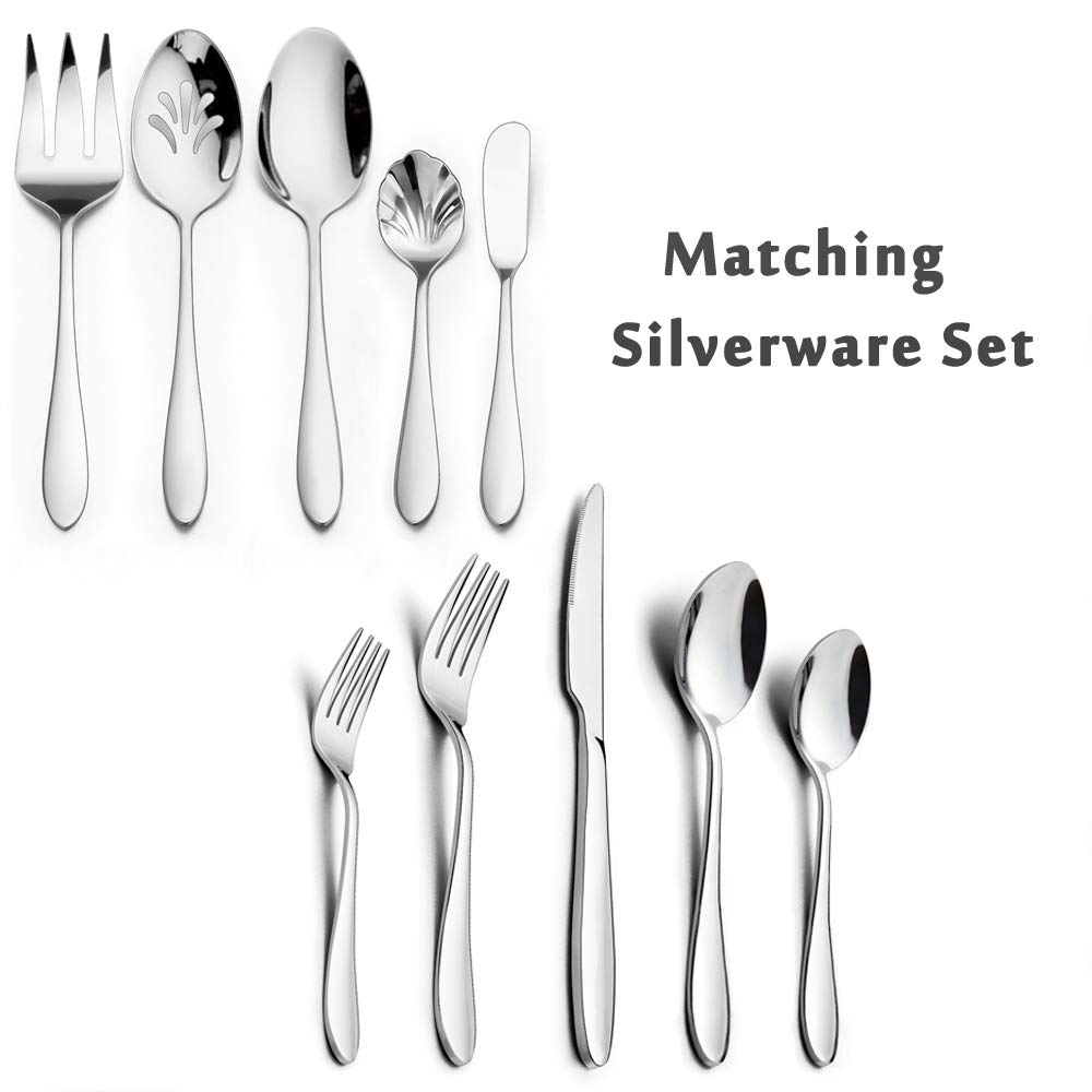 HaWare 65-Piece Silverware Set with Serving Utensils, Stainless Steel Flatware Cutlery Set for 12, Fancy Tableware Eating Utensils for Home Kitchen Restaurant Hotel, Mirror Polished, Dishwasher Safe