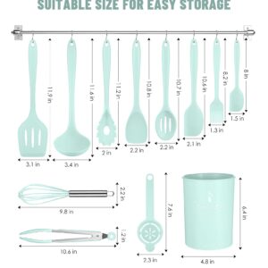 Kitchen Utensils Set-12 Pieces Silicone Cooking Utensils Set (Dishwasher Safe) 392°F Heat Resistant Spatula Set,Kitchen Utensil Set for Nonstick Cookware,Best Kitchen Tools with Holder