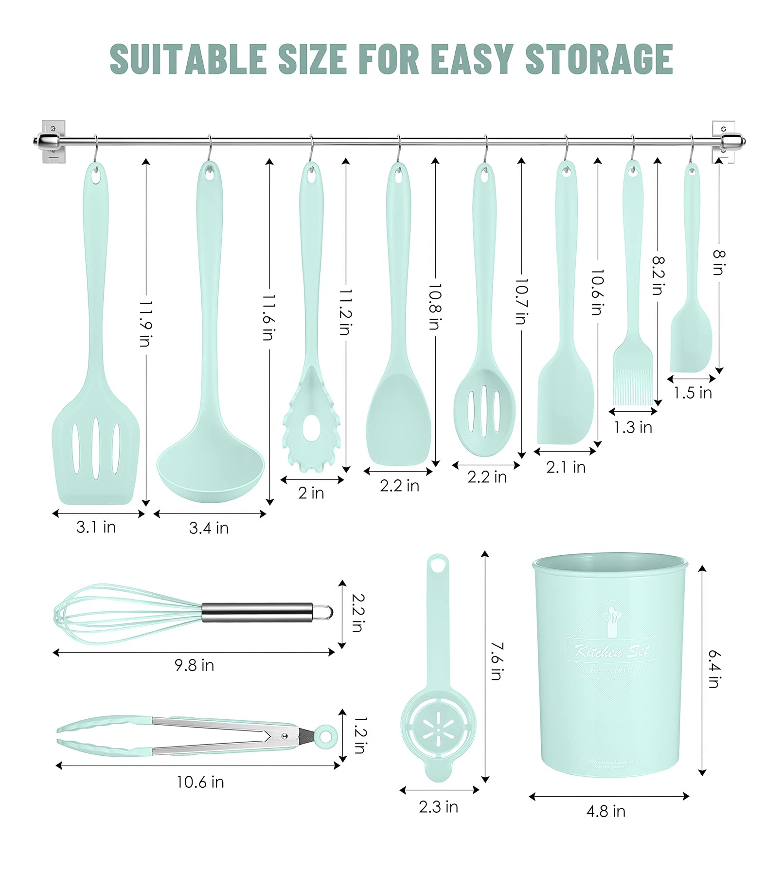 Kitchen Utensils Set-12 Pieces Silicone Cooking Utensils Set (Dishwasher Safe) 392°F Heat Resistant Spatula Set,Kitchen Utensil Set for Nonstick Cookware,Best Kitchen Tools with Holder