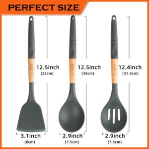 Silicone Kitchen Utensils Set 3Pcs, Non Stick Cookware Utensils Set, BPA Free Silicone Utensils Set for Cooking, Easy Grip Kitchen Cooking Utensils Set Heat Resistant