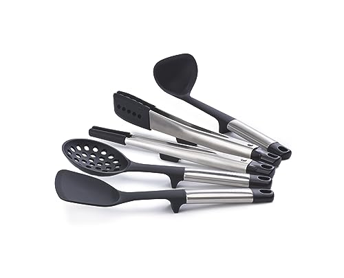 Joseph Joseph Elevate Fusion 5-piece Silicone Utensil Set with Storage Stand, Stainless Steel